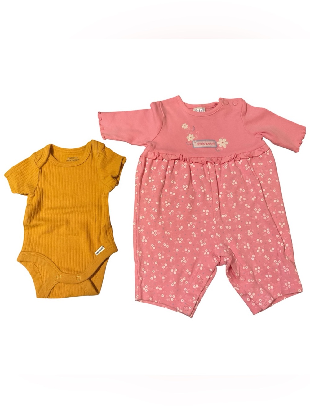 Carter’s “Little Petals" Romper & Gerber Modern Moments Ribbed Bodysuit Bundle